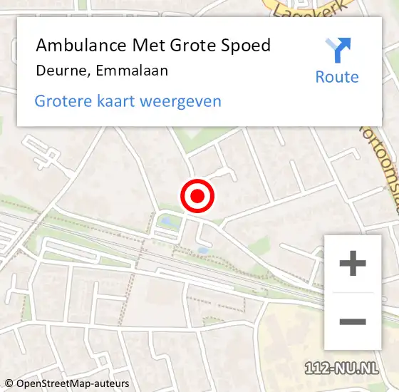 Locatie op kaart van de 112 melding: Ambulance Met Grote Spoed Naar Deurne, Emmalaan op 22 januari 2015 19:03