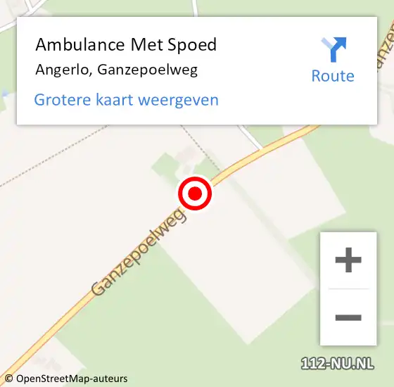 Locatie op kaart van de 112 melding: Ambulance Met Spoed Naar Angerlo, Ganzepoelweg op 22 januari 2015 19:07