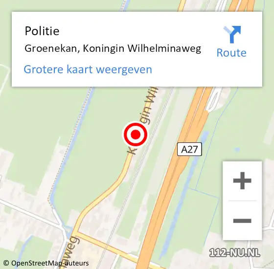 Locatie op kaart van de 112 melding: Politie Groenekan, Koningin Wilhelminaweg op 28 oktober 2013 11:06