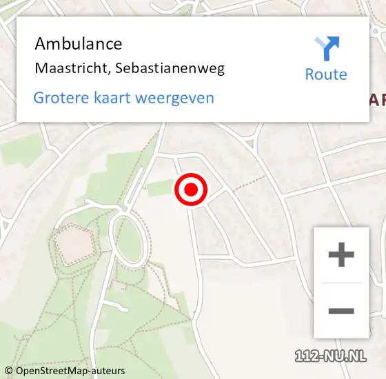 Locatie op kaart van de 112 melding: Ambulance Maastricht, Sebastianenweg op 22 januari 2015 20:05