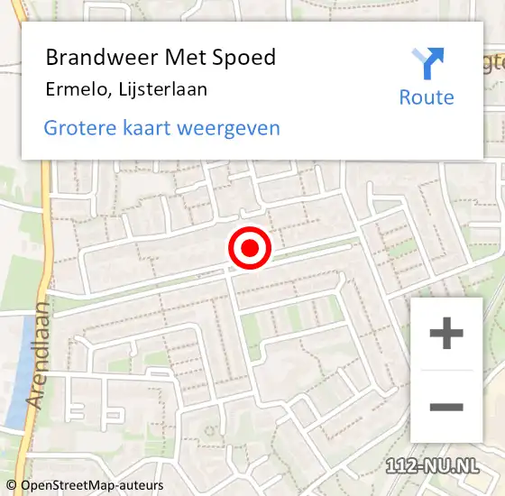 Locatie op kaart van de 112 melding: Brandweer Met Spoed Naar Ermelo, Lijsterlaan op 28 oktober 2013 11:07