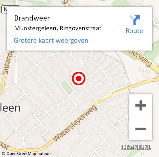 Locatie op kaart van de 112 melding: Brandweer Munstergeleen, Ringovenstraat op 22 januari 2015 20:31