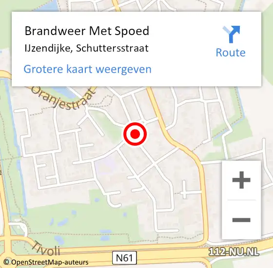 Locatie op kaart van de 112 melding: Brandweer Met Spoed Naar IJzendijke, Schuttersstraat op 22 januari 2015 20:41