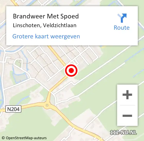 Locatie op kaart van de 112 melding: Brandweer Met Spoed Naar Linschoten, Veldzichtlaan op 28 oktober 2013 11:07