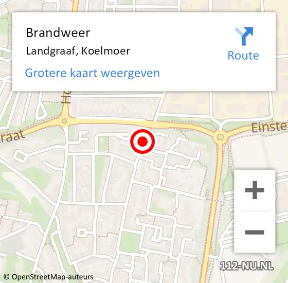 Locatie op kaart van de 112 melding: Brandweer Landgraaf, Koelmoer op 22 januari 2015 21:06