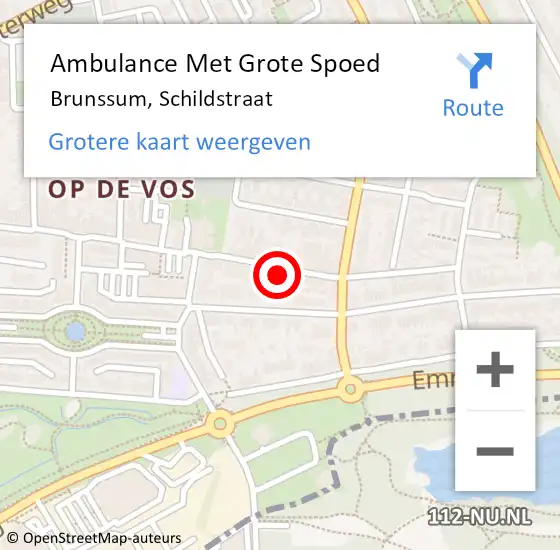 Locatie op kaart van de 112 melding: Ambulance Met Grote Spoed Naar Brunssum, Schildstraat op 22 januari 2015 21:48