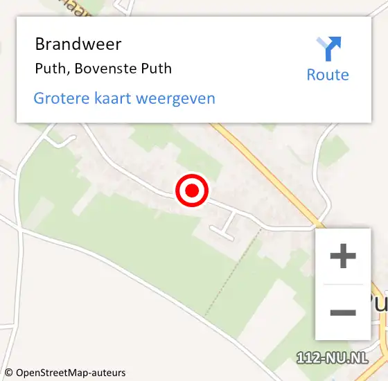 Locatie op kaart van de 112 melding: Brandweer Puth, Bovenste Puth op 22 januari 2015 21:55