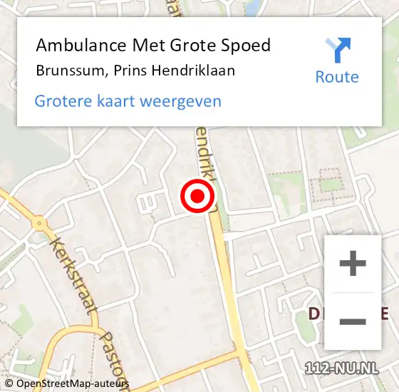 Locatie op kaart van de 112 melding: Ambulance Met Grote Spoed Naar Brunssum, Prins Hendriklaan op 22 januari 2015 21:57