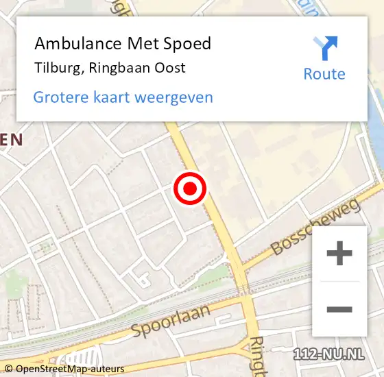 Locatie op kaart van de 112 melding: Ambulance Met Spoed Naar Tilburg, Ringbaan Oost op 22 januari 2015 22:00