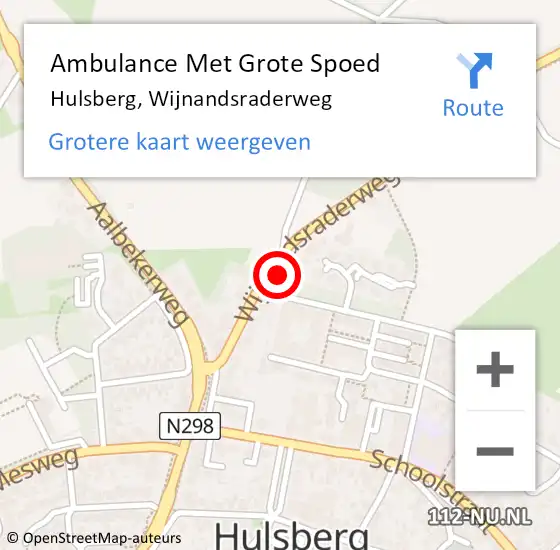 Locatie op kaart van de 112 melding: Ambulance Met Grote Spoed Naar Hulsberg, Wijnandsraderweg op 22 januari 2015 22:28