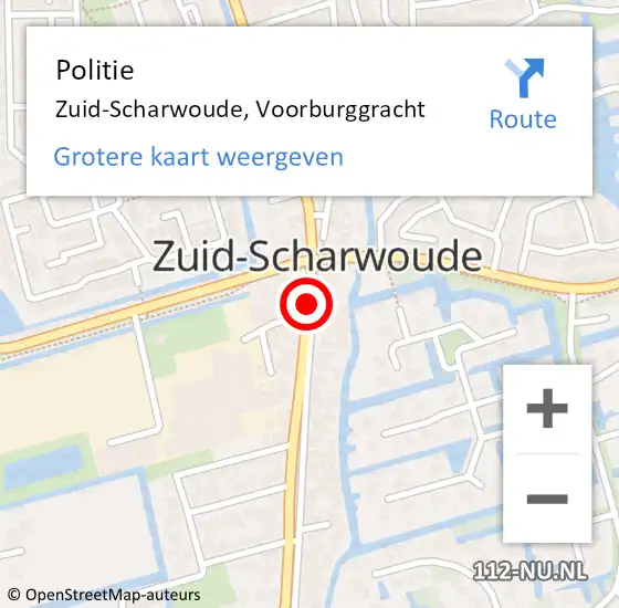 Locatie op kaart van de 112 melding: Politie Zuid-Scharwoude, Voorburggracht op 22 januari 2015 23:18