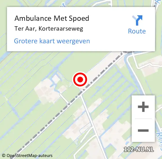 Locatie op kaart van de 112 melding: Ambulance Met Spoed Naar Ter Aar, Korteraarseweg op 22 januari 2015 23:27