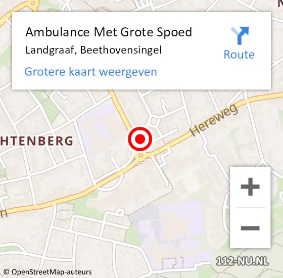 Locatie op kaart van de 112 melding: Ambulance Met Grote Spoed Naar Landgraaf, Beethovensingel op 23 januari 2015 00:37