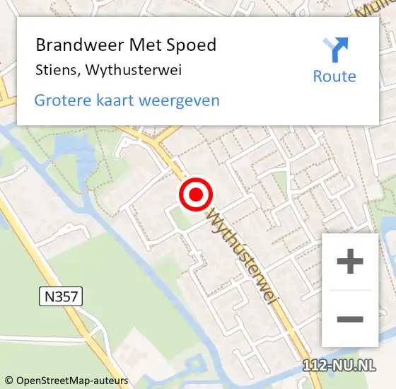 Locatie op kaart van de 112 melding: Brandweer Met Spoed Naar Stiens, Wythusterwei op 28 oktober 2013 11:09