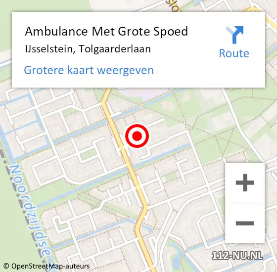 Locatie op kaart van de 112 melding: Ambulance Met Grote Spoed Naar IJsselstein, Tolgaarderlaan op 23 januari 2015 03:25