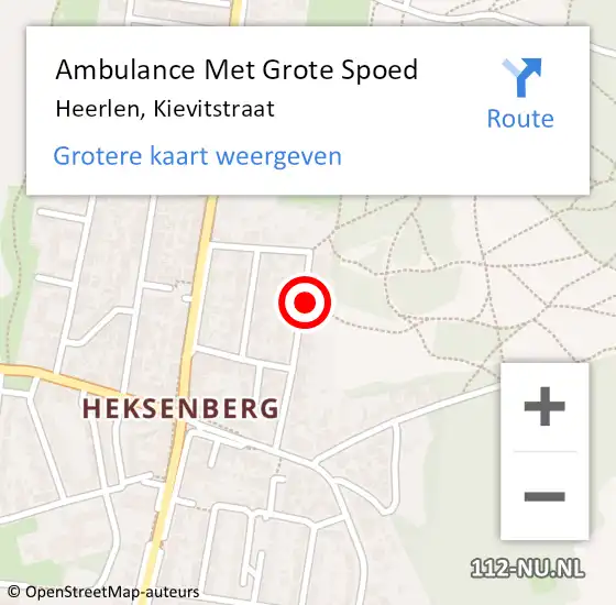 Locatie op kaart van de 112 melding: Ambulance Met Grote Spoed Naar Heerlen, Kievitstraat op 23 januari 2015 04:08