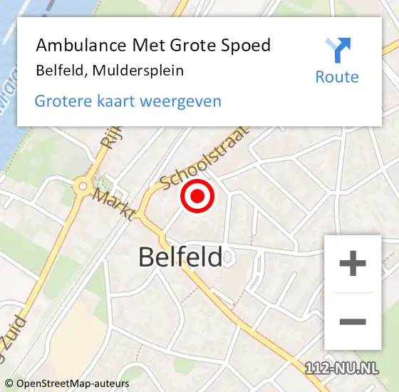 Locatie op kaart van de 112 melding: Ambulance Met Grote Spoed Naar Belfeld, Muldersplein op 23 januari 2015 04:14