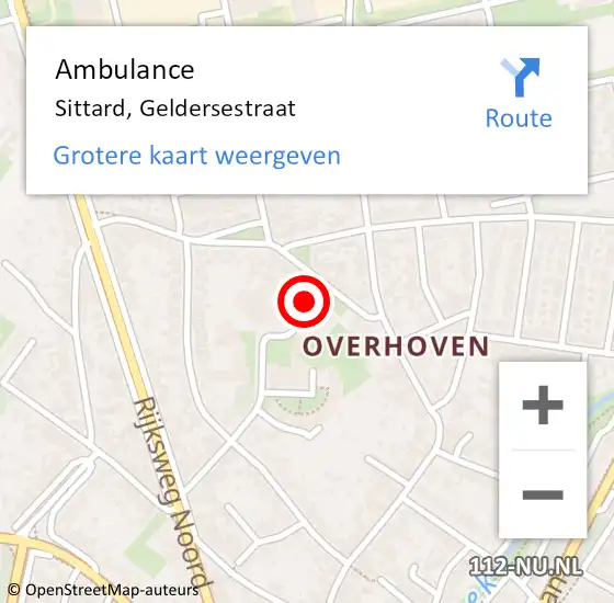 Locatie op kaart van de 112 melding: Ambulance Sittard, Geldersestraat op 23 januari 2015 04:43