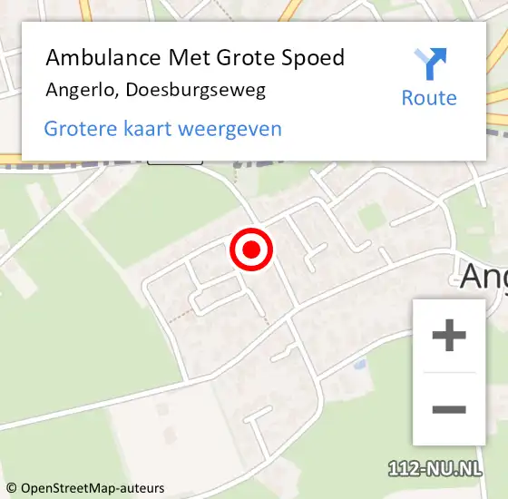 Locatie op kaart van de 112 melding: Ambulance Met Grote Spoed Naar Angerlo, Doesburgseweg op 23 januari 2015 05:27