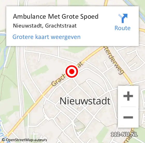 Locatie op kaart van de 112 melding: Ambulance Met Grote Spoed Naar Nieuwstadt, Grachtstraat op 23 januari 2015 06:16