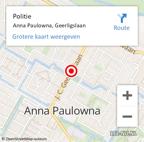 Locatie op kaart van de 112 melding: Politie Anna Paulowna, Geerligslaan op 23 januari 2015 06:30