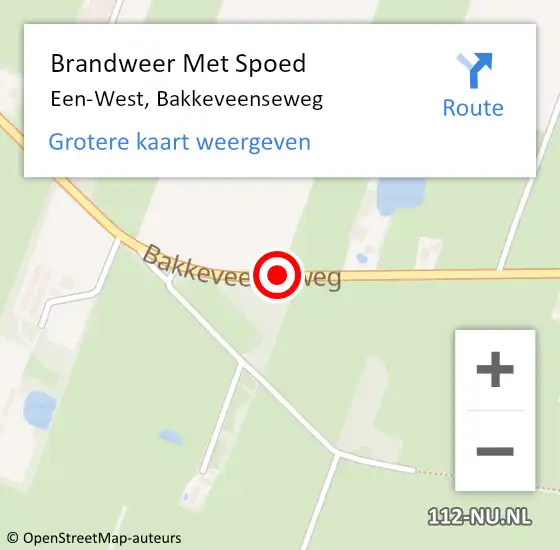 Locatie op kaart van de 112 melding: Brandweer Met Spoed Naar Een-West, Bakkeveenseweg op 28 oktober 2013 11:10