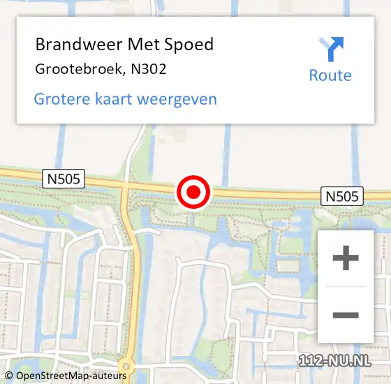 Locatie op kaart van de 112 melding: Brandweer Met Spoed Naar Grootebroek, N302 op 28 oktober 2013 11:10