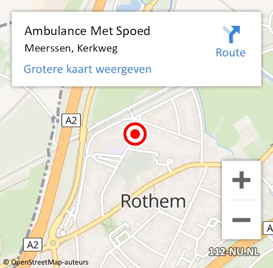 Locatie op kaart van de 112 melding: Ambulance Met Spoed Naar Meerssen, Kerkweg op 23 januari 2015 07:26