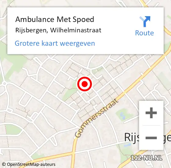 Locatie op kaart van de 112 melding: Ambulance Met Spoed Naar Rijsbergen, Wilhelminastraat op 23 januari 2015 08:46