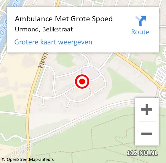 Locatie op kaart van de 112 melding: Ambulance Met Grote Spoed Naar Urmond, Belikstraat op 28 oktober 2013 11:13