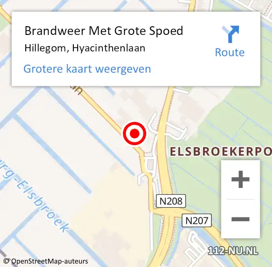 Locatie op kaart van de 112 melding: Brandweer Met Grote Spoed Naar Hillegom, Hyacinthenlaan op 28 oktober 2013 11:13