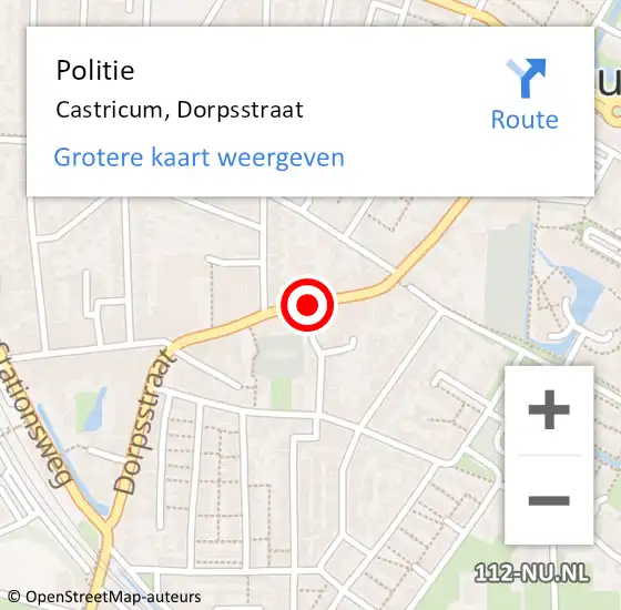 Locatie op kaart van de 112 melding: Politie Castricum, Dorpsstraat op 23 januari 2015 09:40