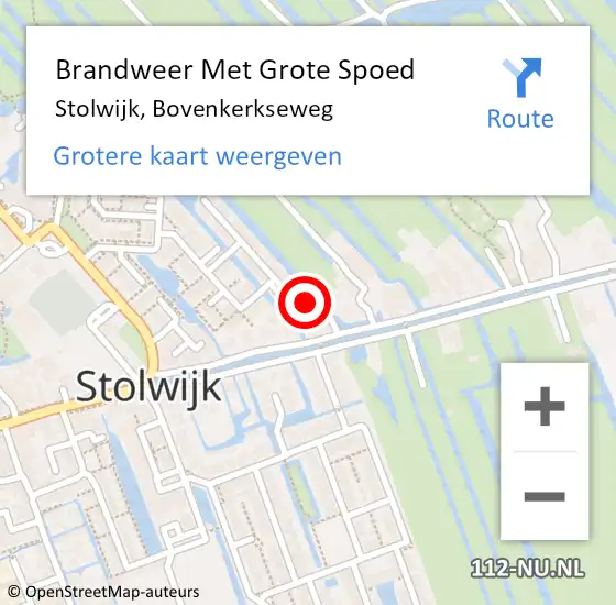 Locatie op kaart van de 112 melding: Brandweer Met Grote Spoed Naar Stolwijk, Bovenkerkseweg op 23 januari 2015 09:45