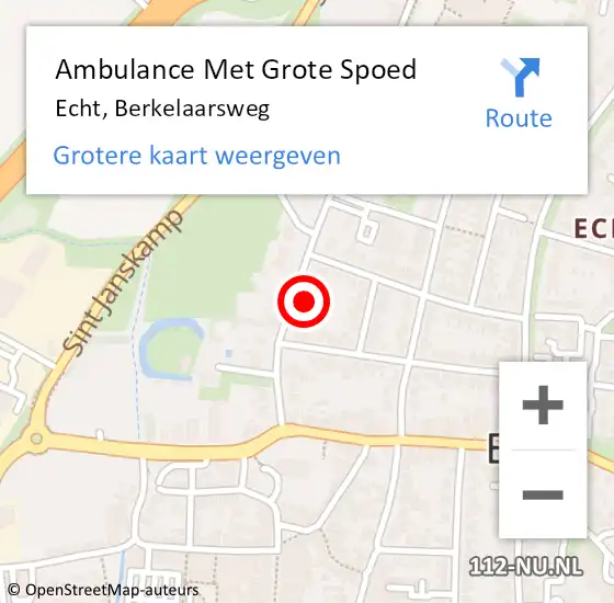 Locatie op kaart van de 112 melding: Ambulance Met Grote Spoed Naar Echt, Berkelaarsweg op 23 januari 2015 10:17