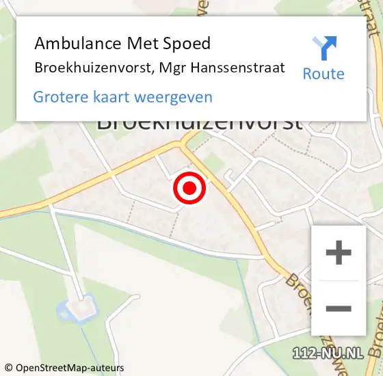 Locatie op kaart van de 112 melding: Ambulance Met Spoed Naar Broekhuizenvorst, Mgr Hanssenstraat op 23 januari 2015 10:35