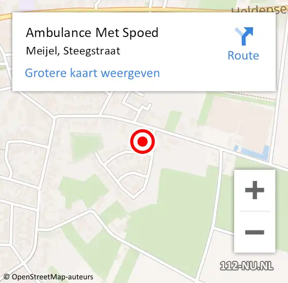 Locatie op kaart van de 112 melding: Ambulance Met Spoed Naar Meijel, Steegstraat op 23 januari 2015 10:36