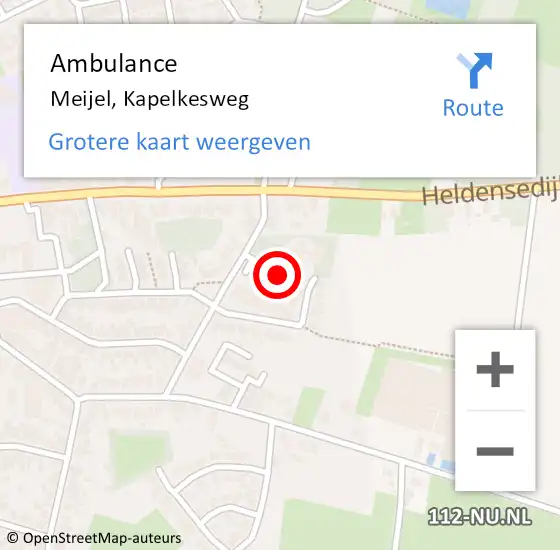 Locatie op kaart van de 112 melding: Ambulance Meijel, Kapelkesweg op 23 januari 2015 10:42