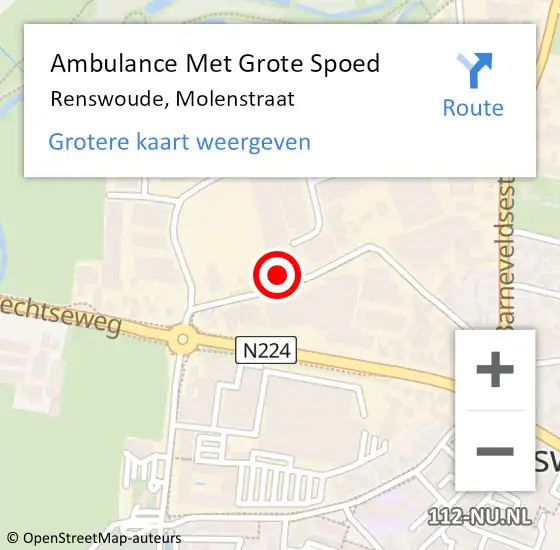 Locatie op kaart van de 112 melding: Ambulance Met Grote Spoed Naar Renswoude, Molenstraat op 23 januari 2015 11:08