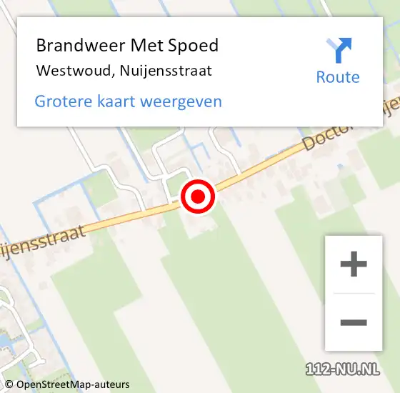 Locatie op kaart van de 112 melding: Brandweer Met Spoed Naar Westwoud, Nuijensstraat op 28 oktober 2013 11:19