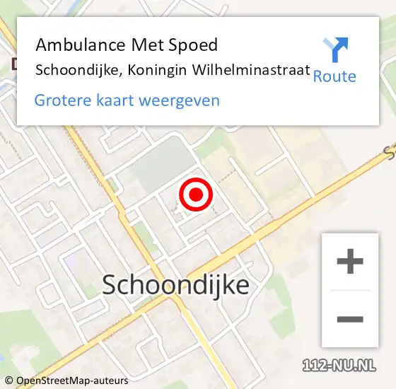 Locatie op kaart van de 112 melding: Ambulance Met Spoed Naar Schoondijke, Koningin Wilhelminastraat op 23 januari 2015 11:51