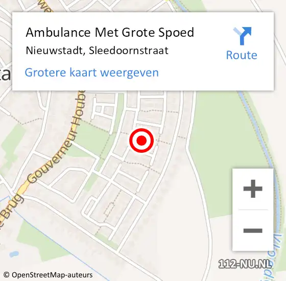 Locatie op kaart van de 112 melding: Ambulance Met Grote Spoed Naar Nieuwstadt, Sleedoornstraat op 23 januari 2015 11:52