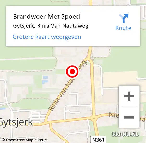 Locatie op kaart van de 112 melding: Brandweer Met Spoed Naar Gytsjerk, Rinia Van Nautaweg op 28 oktober 2013 11:19