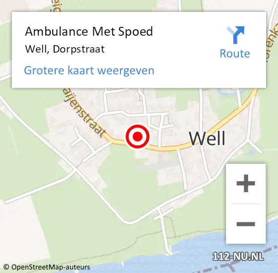 Locatie op kaart van de 112 melding: Ambulance Met Spoed Naar Well, Dorpstraat op 23 januari 2015 12:13