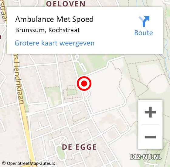 Locatie op kaart van de 112 melding: Ambulance Met Spoed Naar Brunssum, Kochstraat op 23 januari 2015 12:14