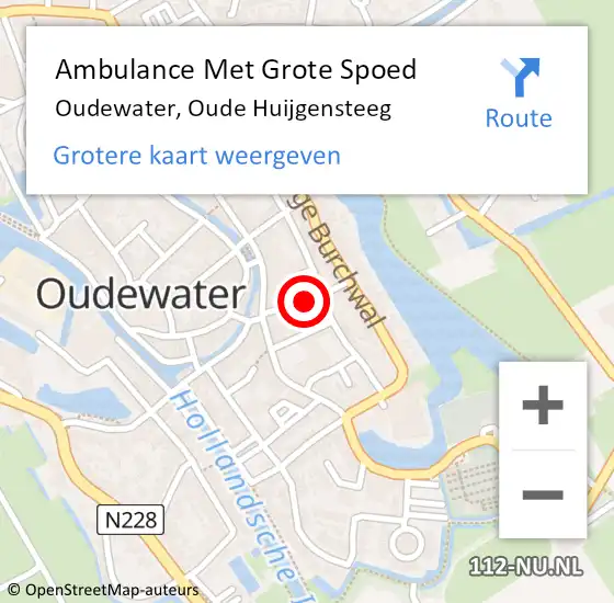 Locatie op kaart van de 112 melding: Ambulance Met Grote Spoed Naar Oudewater, Oude Huijgensteeg op 23 januari 2015 13:10