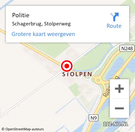 Locatie op kaart van de 112 melding: Politie Schagerbrug, Stolperweg op 23 januari 2015 13:49