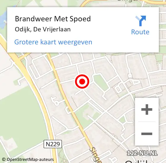 Locatie op kaart van de 112 melding: Brandweer Met Spoed Naar Odijk, De Vrijerlaan op 28 oktober 2013 11:22