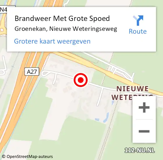 Locatie op kaart van de 112 melding: Brandweer Met Grote Spoed Naar Groenekan, Nieuwe Weteringseweg op 23 januari 2015 13:53