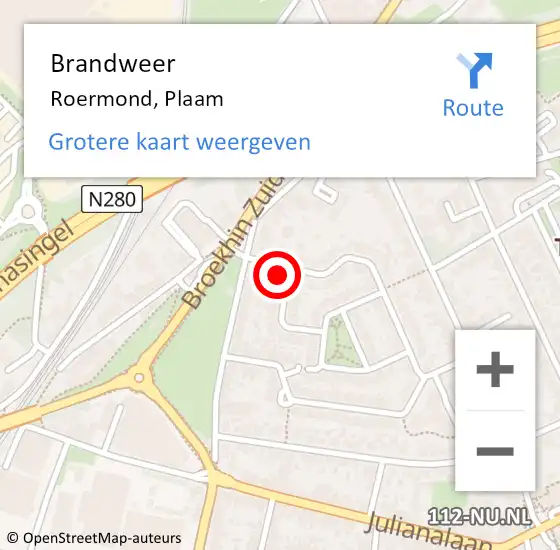 Locatie op kaart van de 112 melding: Brandweer Roermond, Plaam op 23 januari 2015 14:27