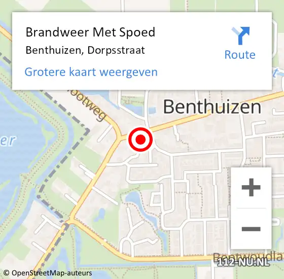 Locatie op kaart van de 112 melding: Brandweer Met Spoed Naar Benthuizen, Dorpsstraat op 28 oktober 2013 11:23